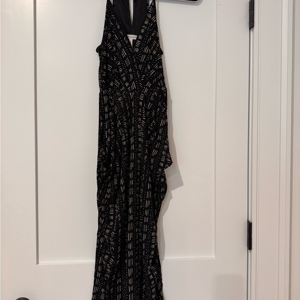 BCBGeneration Black Pleated Halter Maxi Dress